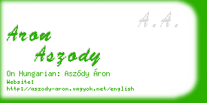 aron aszody business card