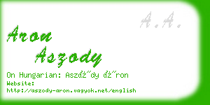 aron aszody business card